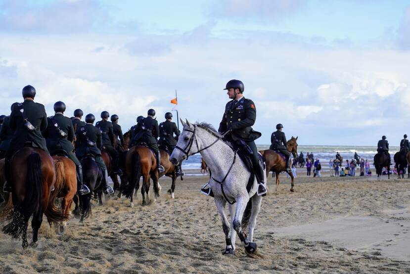 Generale repetitie op strand van Scheveningen.