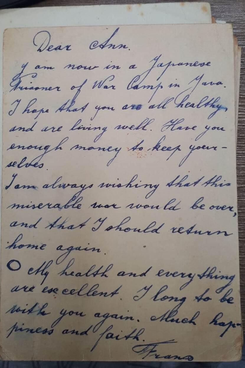 Brief van krijgsgevangene aan Hilst aan zijn vrouw.