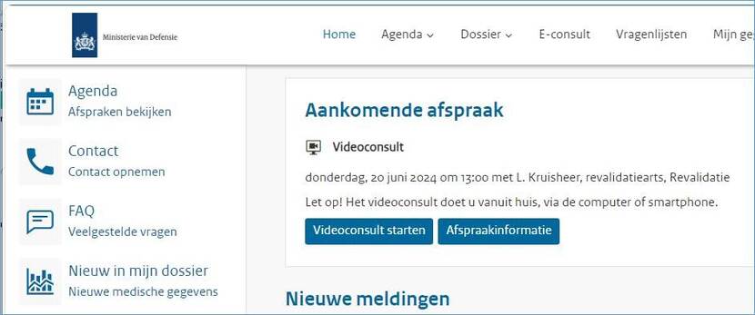 Printscreen van pagina videoconsult. Uitlegtekst op deze pagina.