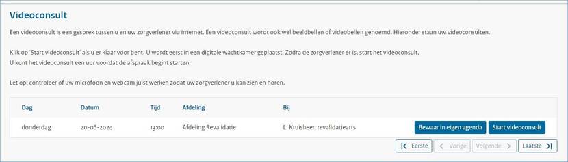 Printscreen videoconsult bij uitlegtekst op deze pagina.